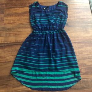 Blue and green striped dress